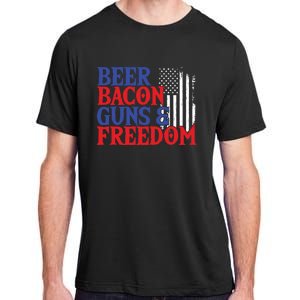 Beer Bacon Gun Freedom American Flag Usa Country Gift Adult ChromaSoft Performance T-Shirt