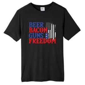 Beer Bacon Gun Freedom American Flag Usa Country Gift Tall Fusion ChromaSoft Performance T-Shirt