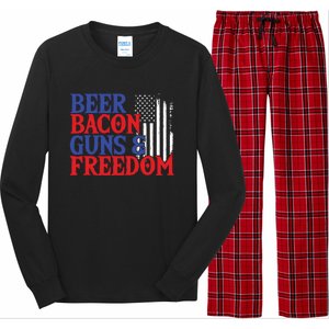 Beer Bacon Gun Freedom American Flag Usa Country Gift Long Sleeve Pajama Set