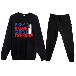 Beer Bacon Gun Freedom American Flag Usa Country Gift Premium Crewneck Sweatsuit Set