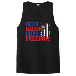 Beer Bacon Gun Freedom American Flag Usa Country Gift PosiCharge Competitor Tank