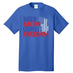 Beer Bacon Gun Freedom American Flag Usa Country Gift Tall T-Shirt