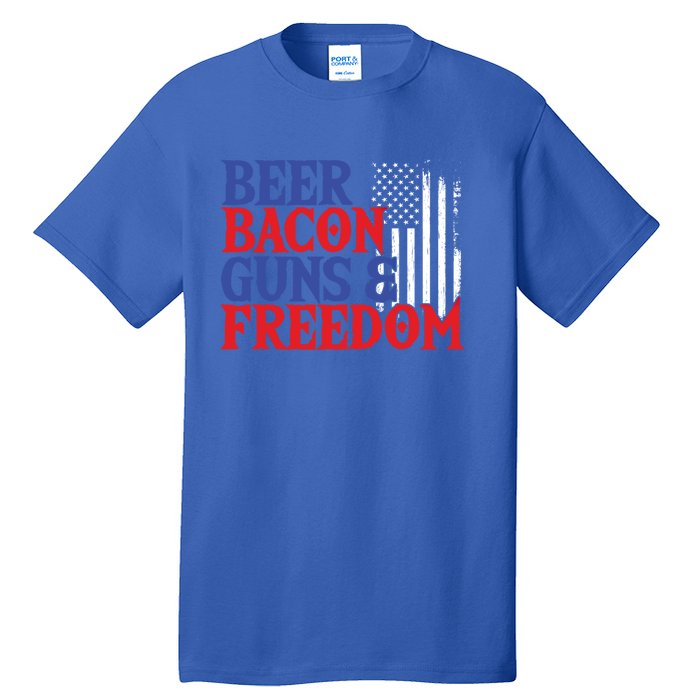 Beer Bacon Gun Freedom American Flag Usa Country Gift Tall T-Shirt