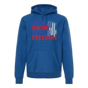 Beer Bacon Gun Freedom American Flag Usa Country Gift Premium Hoodie