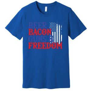 Beer Bacon Gun Freedom American Flag Usa Country Gift Premium T-Shirt