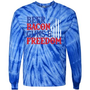 Beer Bacon Gun Freedom American Flag Usa Country Gift Tie-Dye Long Sleeve Shirt