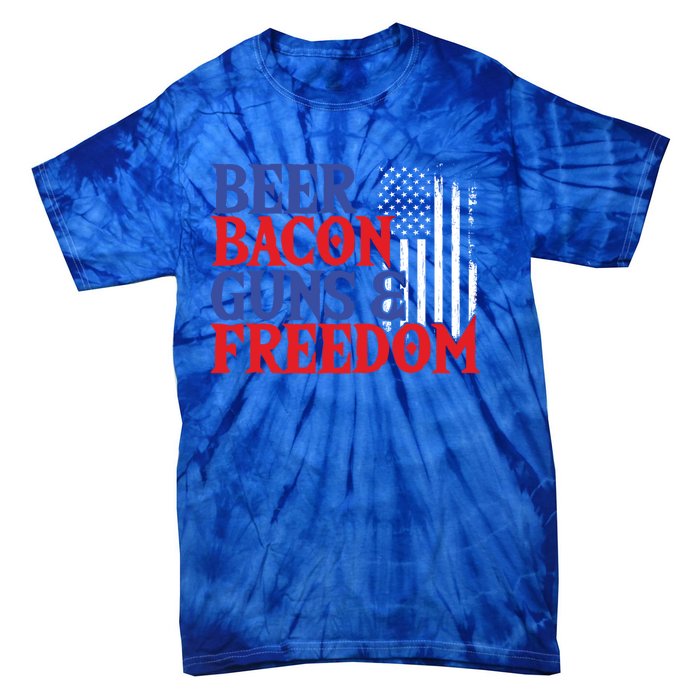 Beer Bacon Gun Freedom American Flag Usa Country Gift Tie-Dye T-Shirt