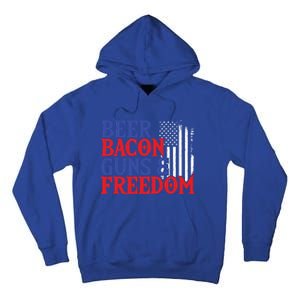 Beer Bacon Gun Freedom American Flag Usa Country Gift Tall Hoodie