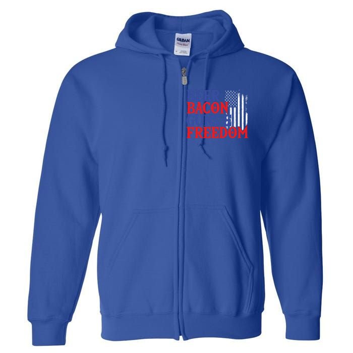 Beer Bacon Gun Freedom American Flag Usa Country Gift Full Zip Hoodie