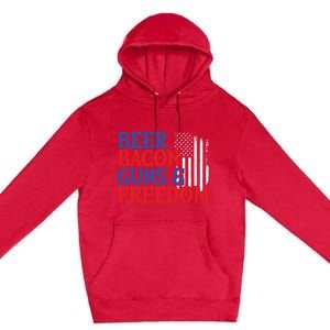 Beer Bacon Gun Freedom American Flag Usa Country Gift Premium Pullover Hoodie