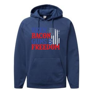 Beer Bacon Gun Freedom American Flag Usa Country Gift Performance Fleece Hoodie