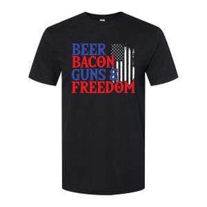 Beer Bacon Gun Freedom American Flag Usa Country Gift Softstyle CVC T-Shirt