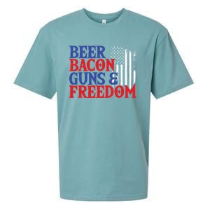 Beer Bacon Gun Freedom American Flag Usa Country Gift Sueded Cloud Jersey T-Shirt