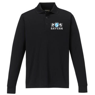 Bayern Bavaria German Munich Oktoberfest Germany Performance Long Sleeve Polo