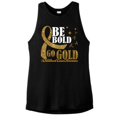 Be Bold Go Gold Childhood Cancer Awareness Ladies PosiCharge Tri-Blend Wicking Tank