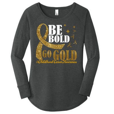 Be Bold Go Gold Childhood Cancer Awareness Women's Perfect Tri Tunic Long Sleeve Shirt