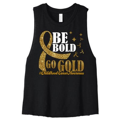 Be Bold Go Gold Childhood Cancer Awareness Women's Racerback Cropped Tank