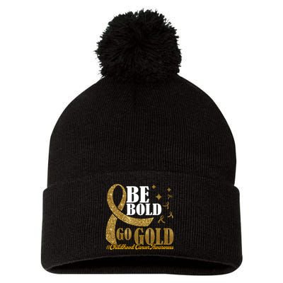 Be Bold Go Gold Childhood Cancer Awareness Pom Pom 12in Knit Beanie