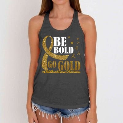 Be Bold Go Gold Childhood Cancer Awareness Women's Knotted Racerback Tank