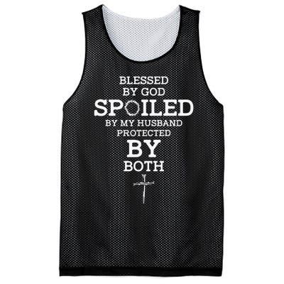 Blessed By God Spoiled By My Husband Protected By Both Funny Mesh Reversible Basketball Jersey Tank