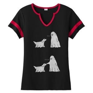 Boo Boop Ghost Dog Halloween Ladies Halftime Notch Neck Tee