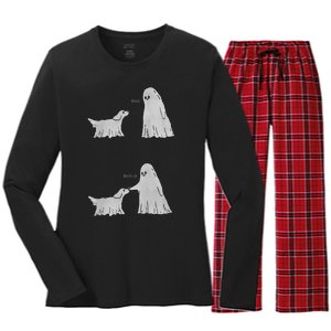 Boo Boop Ghost Dog Halloween Women's Long Sleeve Flannel Pajama Set 