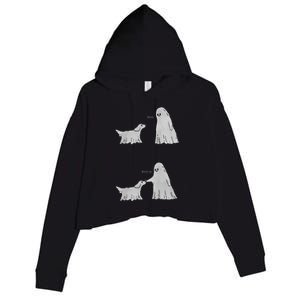 Boo Boop Ghost Dog Halloween Crop Fleece Hoodie