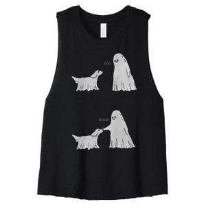 Boo Boop Ghost Dog Halloween Women's Racerback Cropped Tank