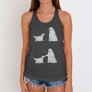 Boo Boop Ghost Dog Halloween Women's Knotted Racerback Tank