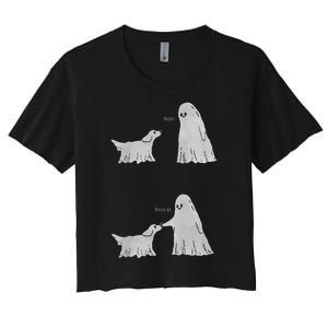 Boo Boop Ghost Dog Halloween Women's Crop Top Tee