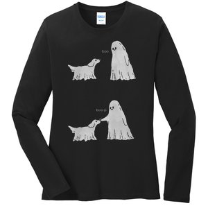 Boo Boop Ghost Dog Halloween Ladies Long Sleeve Shirt