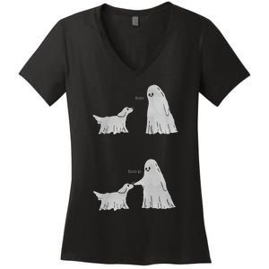 Boo Boop Ghost Dog Halloween Women's V-Neck T-Shirt