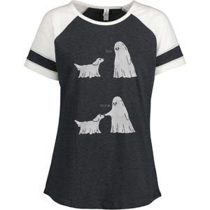 Boo Boop Ghost Dog Halloween Enza Ladies Jersey Colorblock Tee