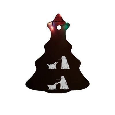 Boo Boop Ghost Dog Halloween Ceramic Tree Ornament