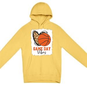 Bleached Basketball Game Day Vibes Basketball Mom Game Day Premium Pullover Hoodie