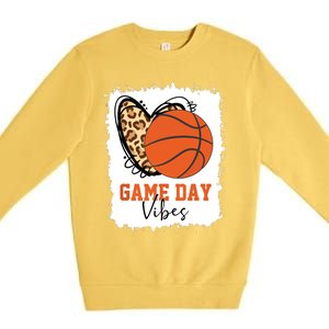 Bleached Basketball Game Day Vibes Basketball Mom Game Day Premium Crewneck Sweatshirt