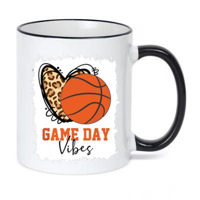 Bleached Basketball Game Day Vibes Basketball Mom Game Day 11oz Black Color Changing Mug