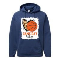 Bleached Basketball Game Day Vibes Basketball Mom Game Day Performance Fleece Hoodie