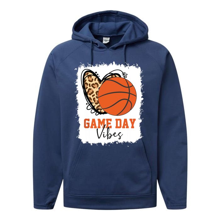 Bleached Basketball Game Day Vibes Basketball Mom Game Day Performance Fleece Hoodie