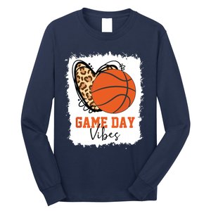 Bleached Basketball Game Day Vibes Basketball Mom Game Day Long Sleeve Shirt