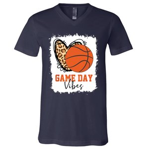 Bleached Basketball Game Day Vibes Basketball Mom Game Day V-Neck T-Shirt