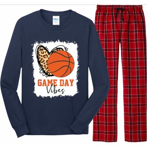 Bleached Basketball Game Day Vibes Basketball Mom Game Day Long Sleeve Pajama Set