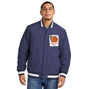 Bleached Basketball Game Day Vibes Basketball Mom Game Day Insulated Varsity Jacket