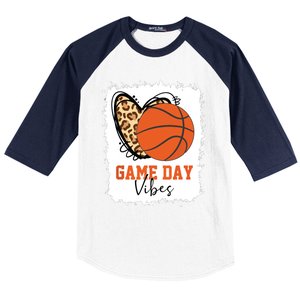 Bleached Basketball Game Day Vibes Basketball Mom Game Day Baseball Sleeve Shirt