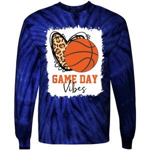 Bleached Basketball Game Day Vibes Basketball Mom Game Day Tie-Dye Long Sleeve Shirt