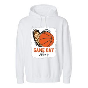 Bleached Basketball Game Day Vibes Basketball Mom Game Day Garment-Dyed Fleece Hoodie