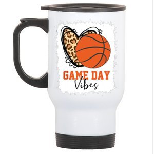 Bleached Basketball Game Day Vibes Basketball Mom Game Day Stainless Steel Travel Mug