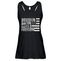 Bourbon Bacon Guns & Freedom Flag Tee Ladies Essential Flowy Tank