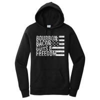 Bourbon Bacon Guns & Freedom Flag Tee Women's Pullover Hoodie