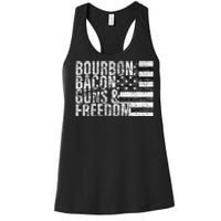 Bourbon Bacon Guns & Freedom Flag Tee Women's Racerback Tank